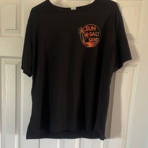 Black Graphic T-Shirt with Orange Print
